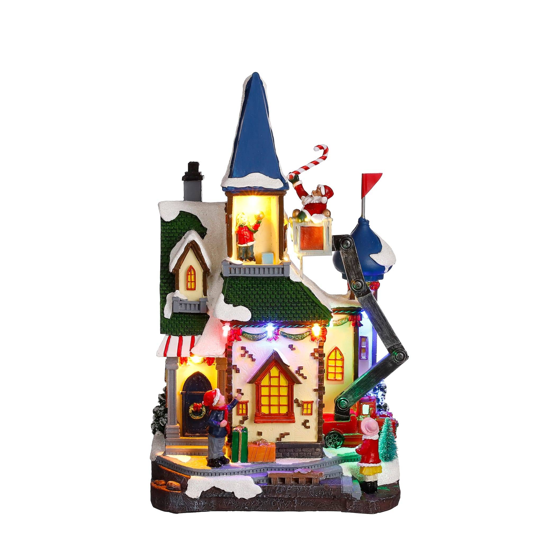 Christmas maison Fonc.sur batt -poly-Multicol- l20,5xw14,5xh34cm