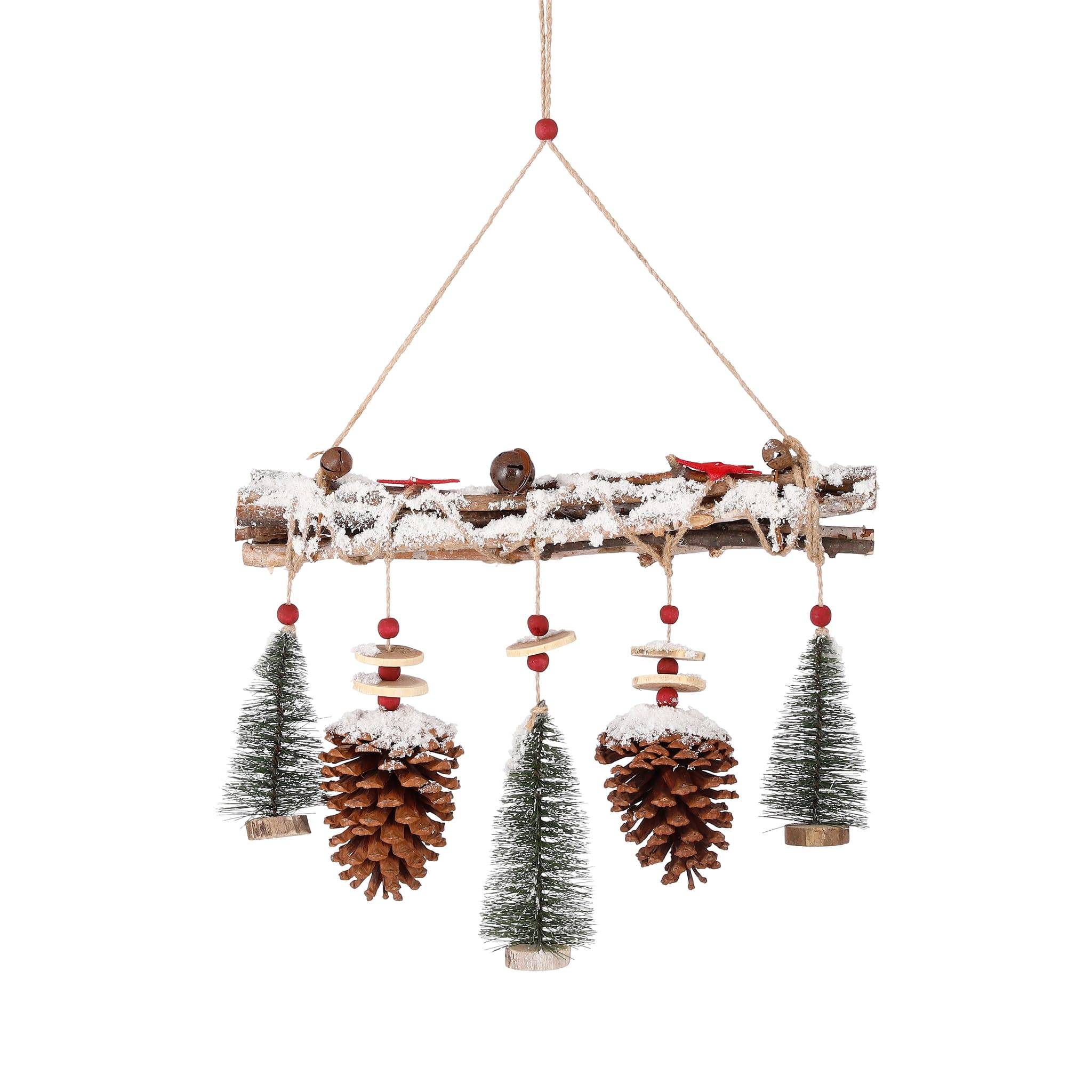 Deco arbre suspendre rouge -pomme de pin-Rouge- l40xw8xh60cm