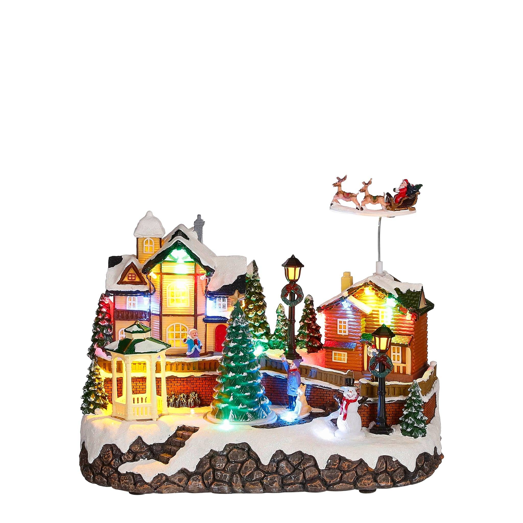 Winter scene w Santa adapter-poly-Multicol- l29,5xw19,5xh20cm