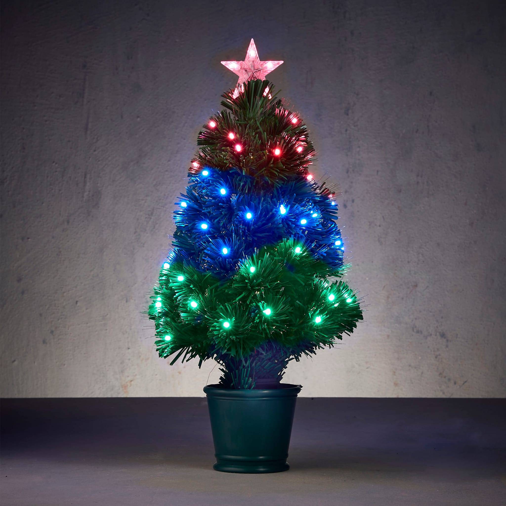 Alpa arbre fibre optic vert 65led 26funct-pvc-Multicol- h60xd30cm
