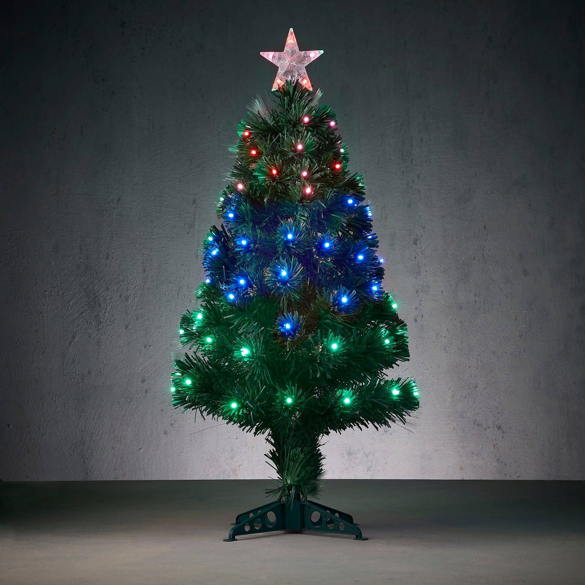 Alpa arbre fibre optic vert 95led 26funct-pvc-Multicol- h90xd48cm