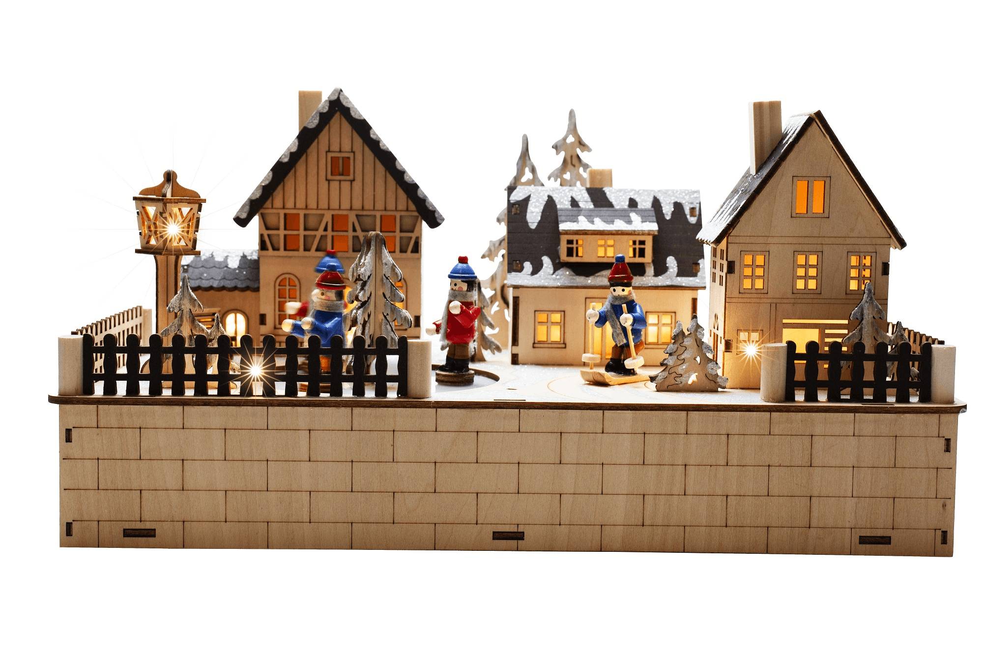 Blachere Illumination - Village en Bois avec LED piles/secteur L.35 x l.19,5 x H.18 cm - Imagen 1