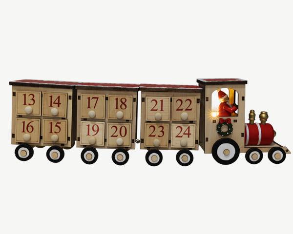 Blachere Illumination - Train en bois LED Calendrier de l'avent L.40 x l.10 x H.12 cm