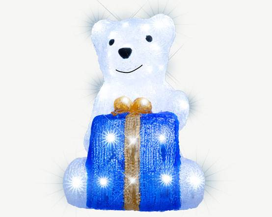Blachere Illumination - Ours avec cadeau LED Banc Pur L.44 x l.38 x H.33 cm - Image 1