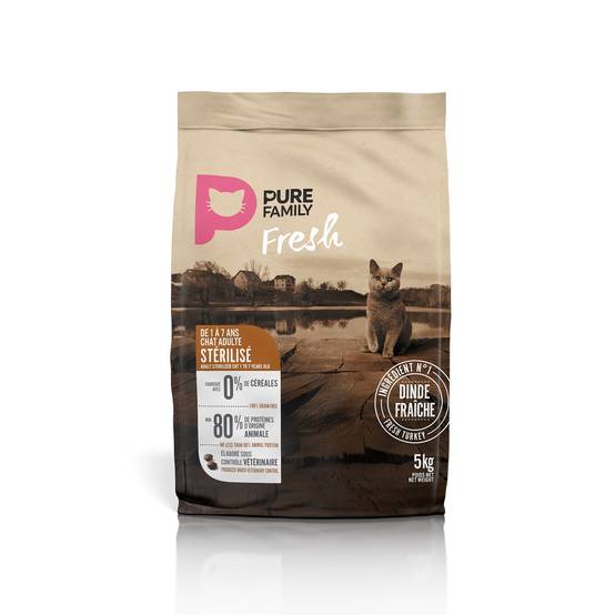 Pure Family Fresh - Croquettes chat stérilisé sans céréales à la dinde 5kg - Pure Family Fresh