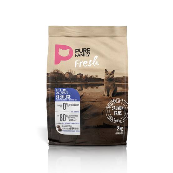 Pure Family Fresh - Croquettes chat stérilisé sans céréales au saumon 2kg - Pure Family Fresh