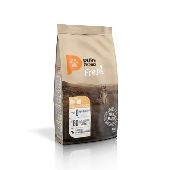 Pure Family Fresh - Croquettes chiot taille moyenne sans céréales dinde 12kg - Pure Family Fresh