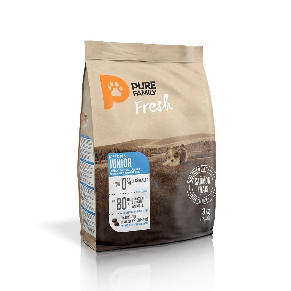 Pure Family Fresh - Croquettes chiot petite taille sans céréales saumon 3kg - Pure Family Fresh