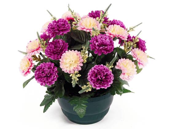 Coupe chrysanthèmes bruyère