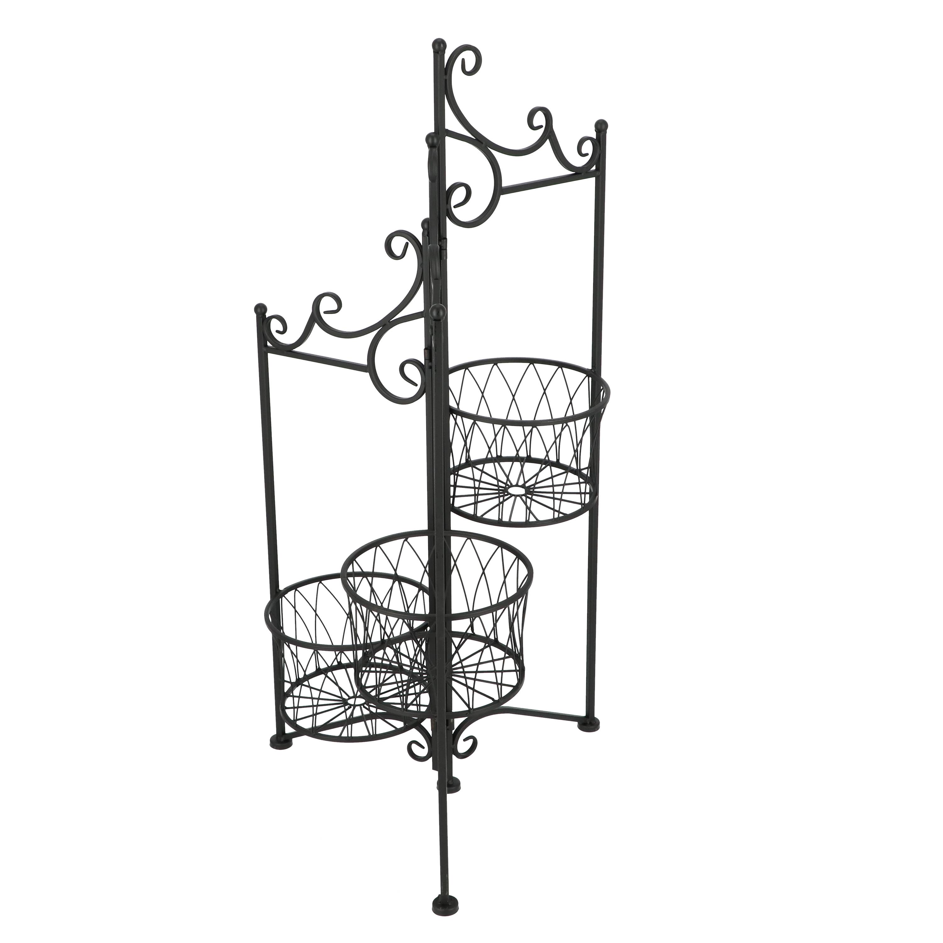 Porte pots pliant fer forgé H 98 cm –