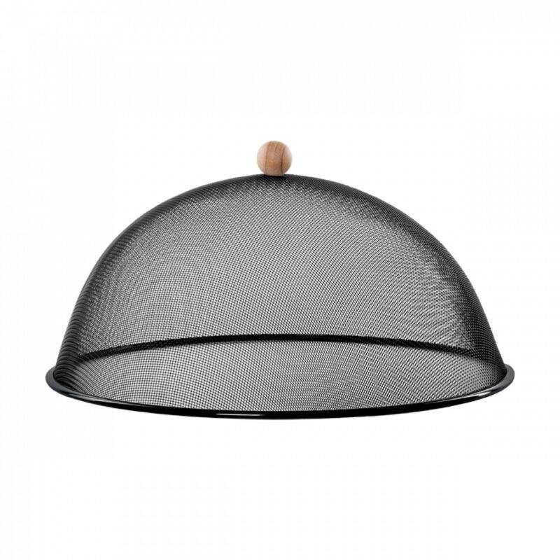 Cloche alimentaire fer et bouleau noir Ø43 cm H.21.7 cm
