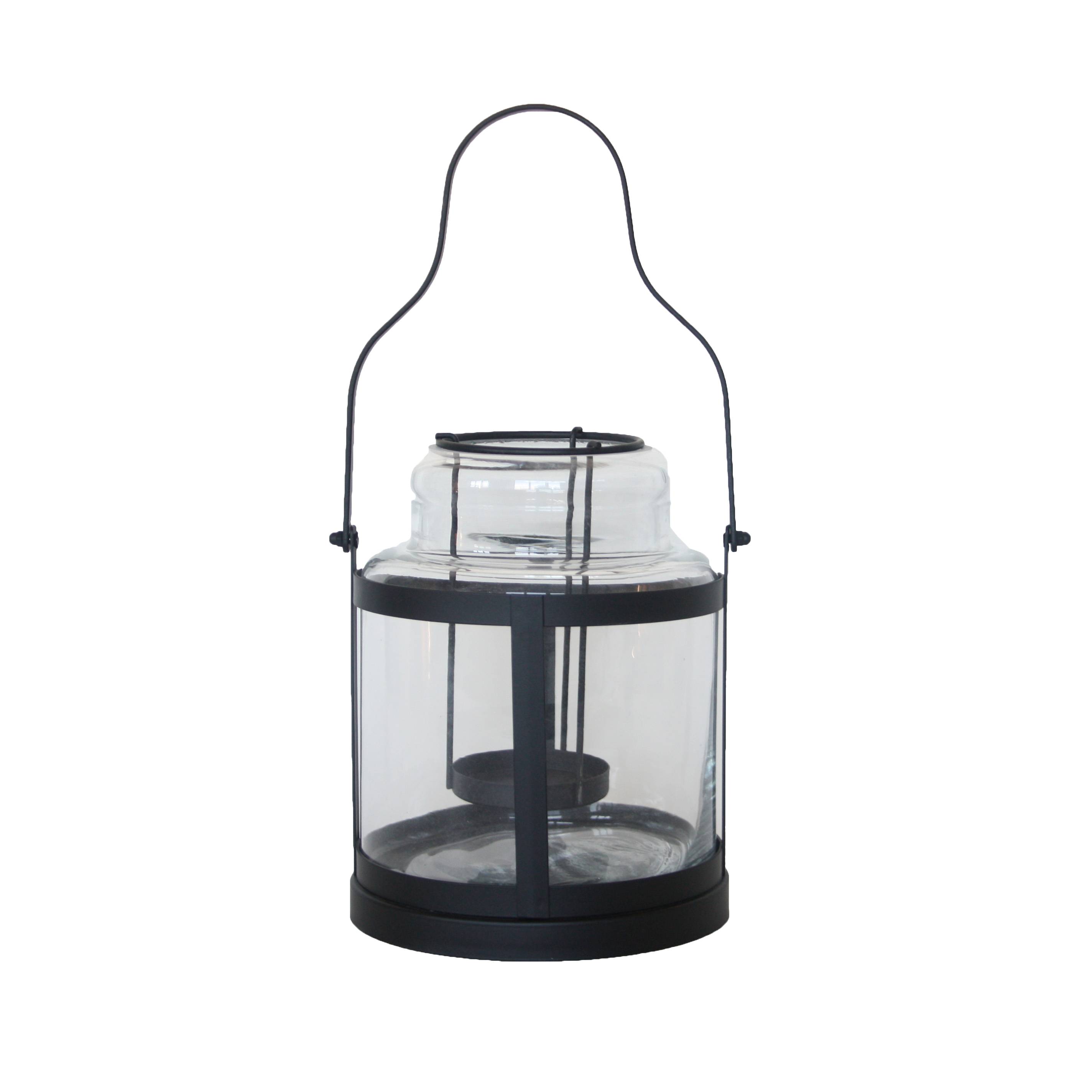 Lanterne tempête métal verre L. 21,8 cm l. 21 cm H. 21,9 cm – ESSCHERT DESIGN - Image 1