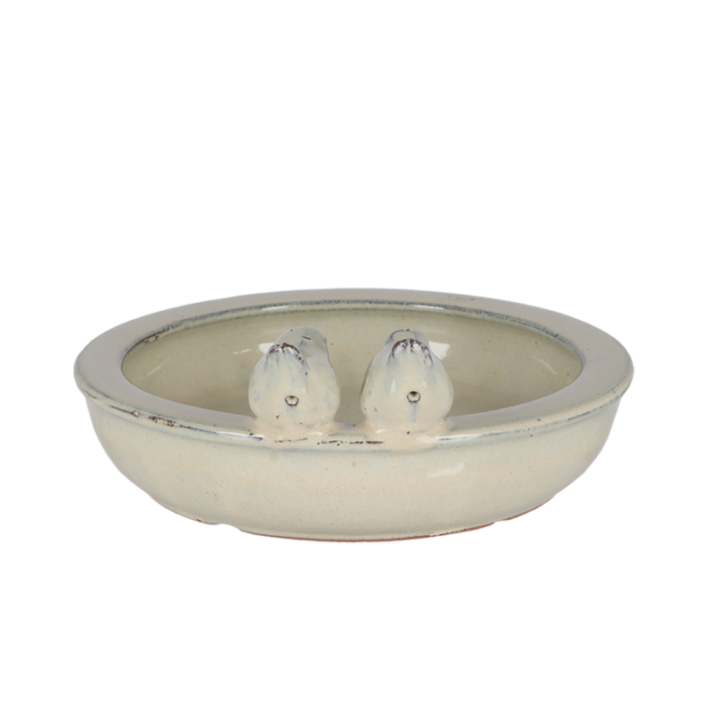 Bain d'oiseau rond en céramique blanc Ø26.9 cm H.10.9 cm - Esschert design bv 1