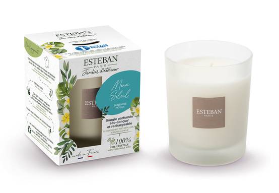 Esteban - Bougie parfumée rechargeable - Monoï Soleil 180 g