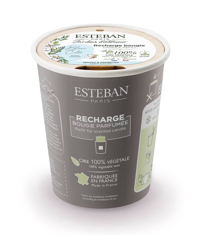 Esteban - Recharge bougies parfumées - Blanc Coton 180 g