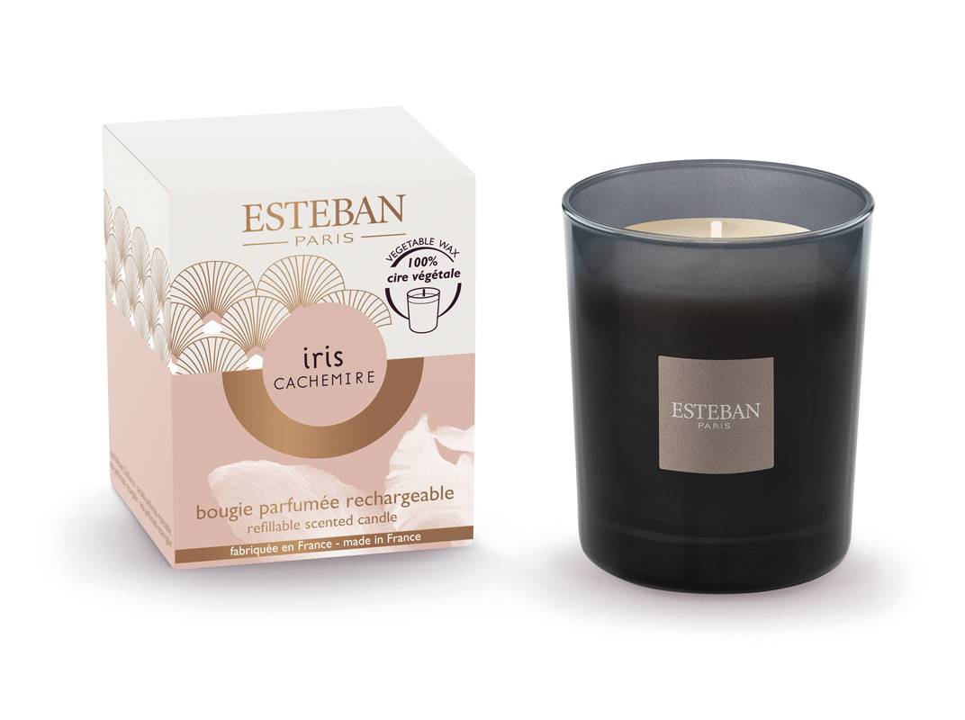 Esteban - Bougie parfumée initiale rechargeable - Iris Cachemire 180 g