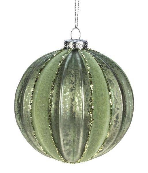 Weiste - Weiste - Boule en verre verte avec bandes en velours Ø.8 cm