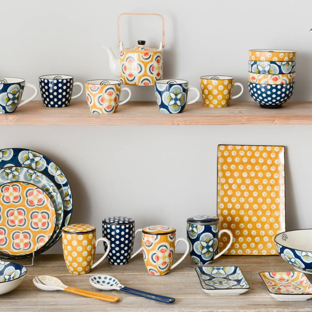 Amadeus - Taza Imany 30 cl lote de 4 gres decorado 12,5 x 9,5 x 8 cm - AMADEUS - Imagen 1