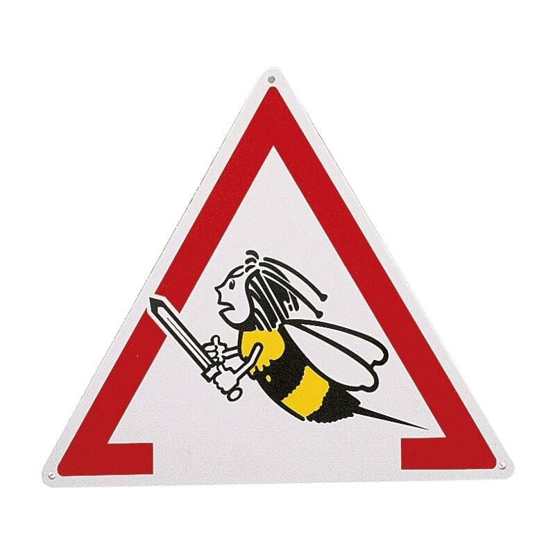 Panneau triangle attention abeilles plastique blanc L.285 mm l.250 mm - La jocondienne