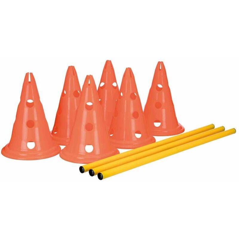 Lot de 3 activités d'obstacle plastique orange et jaune Ø23×30 cm H.78 cm - Trixie - Imagen 3