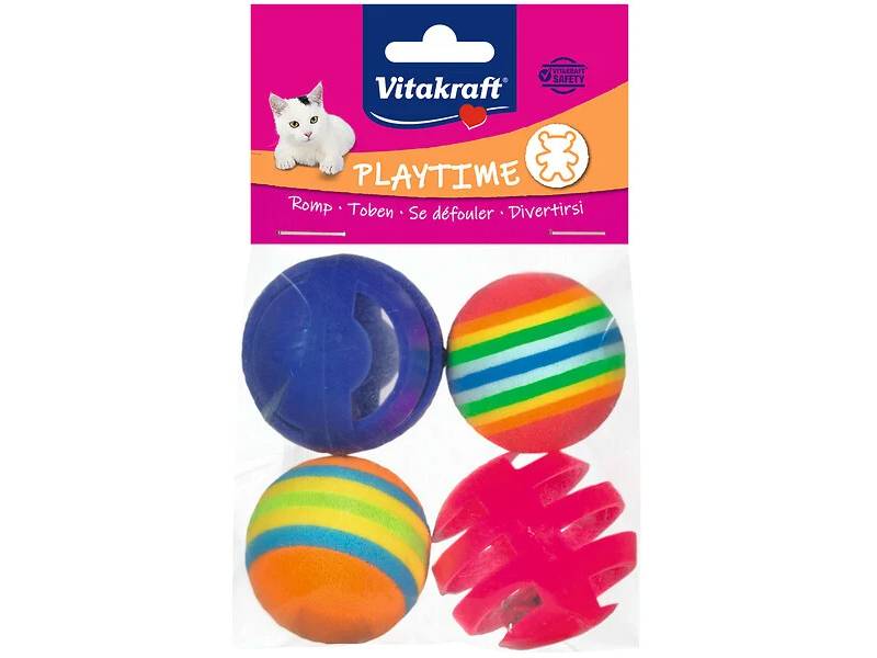 4 pelotas juego gato espuma peluche plástico sonoro