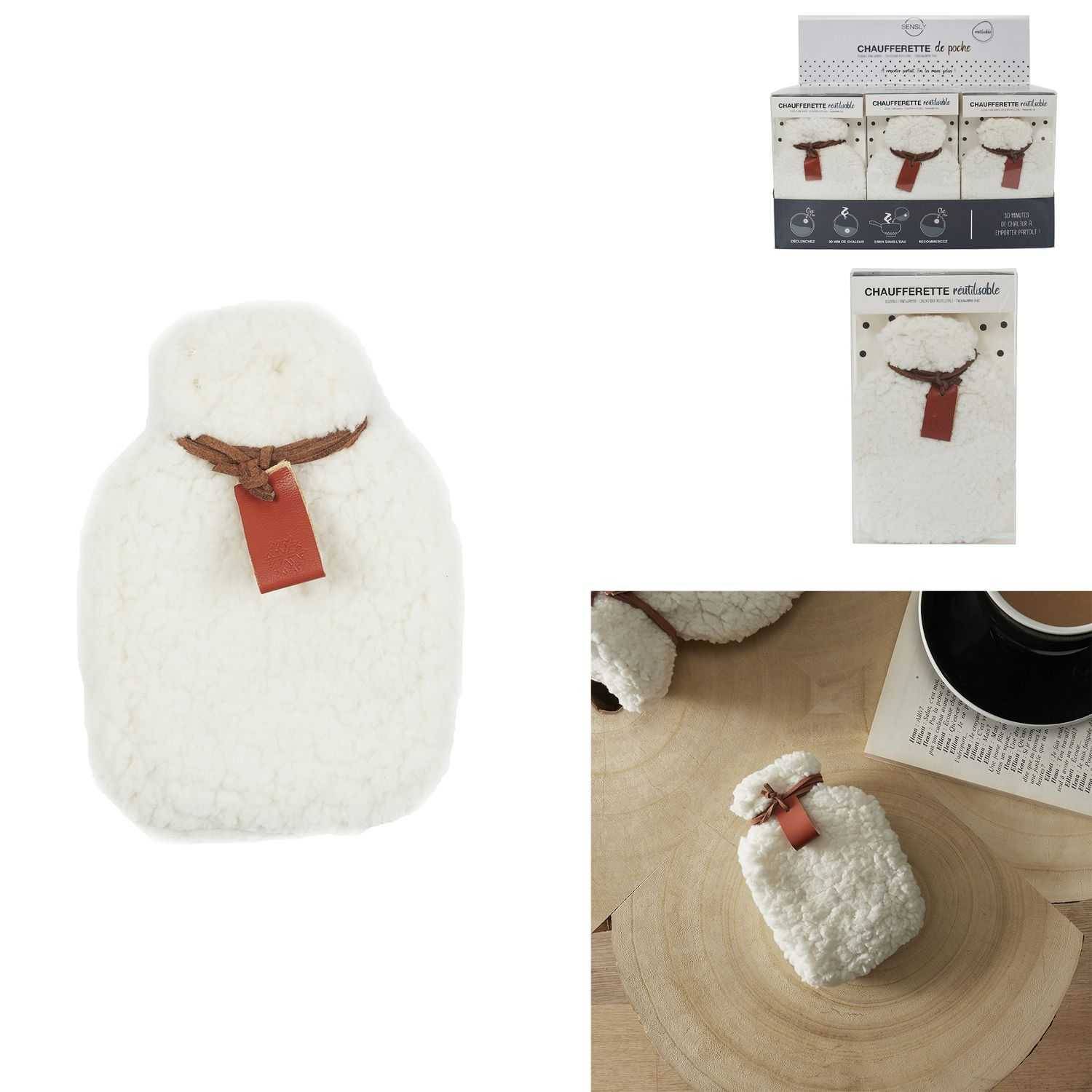 Chaufferette Réutilisable Polyester Blanc L. 12 cm H. 1,5 cm – PARIS PRIX - Image 1