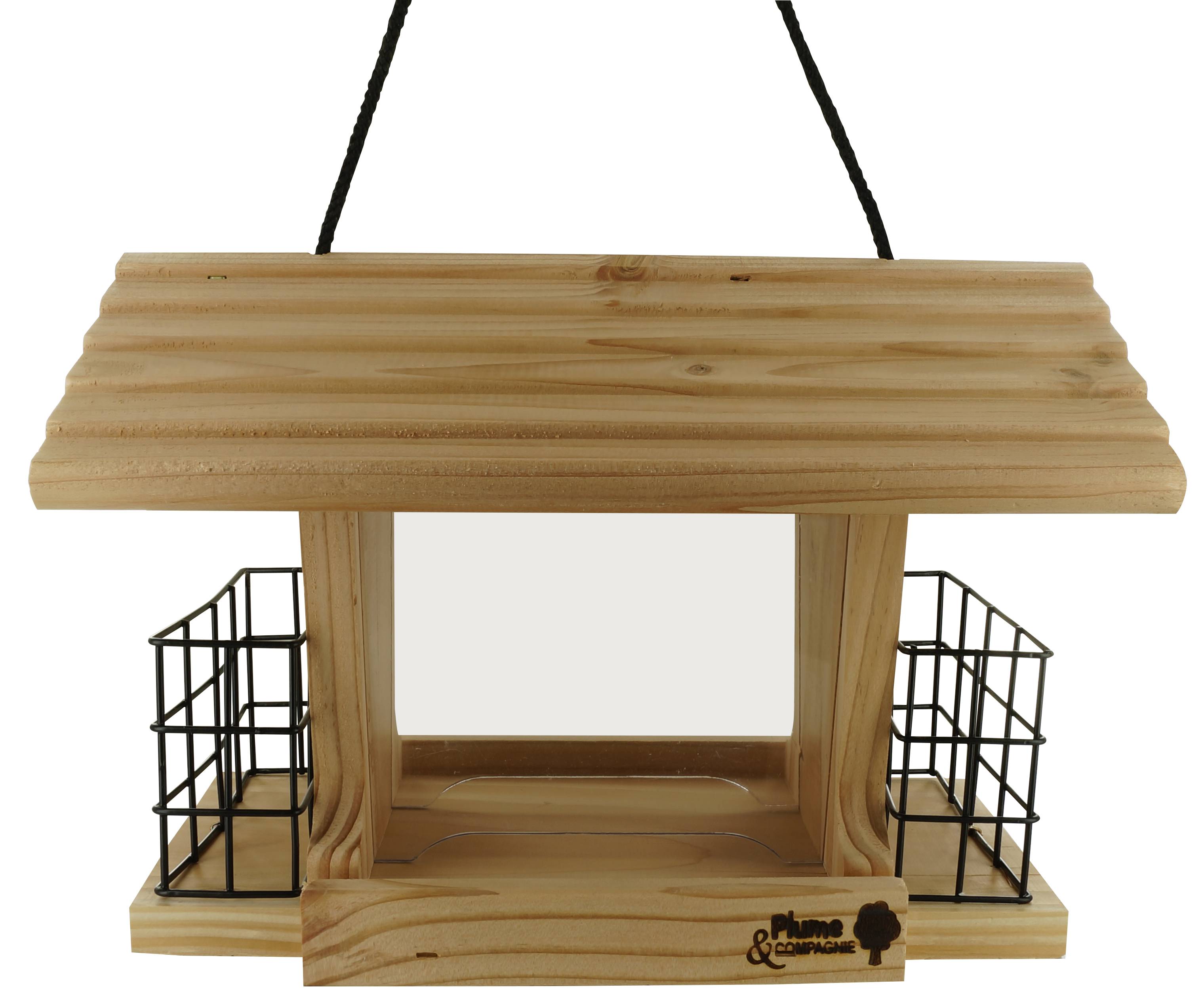 Plume & compagnie - Mangeoire maisonnette DOUBLE pour graines, vers et pains - Plume & COMPAGNIE