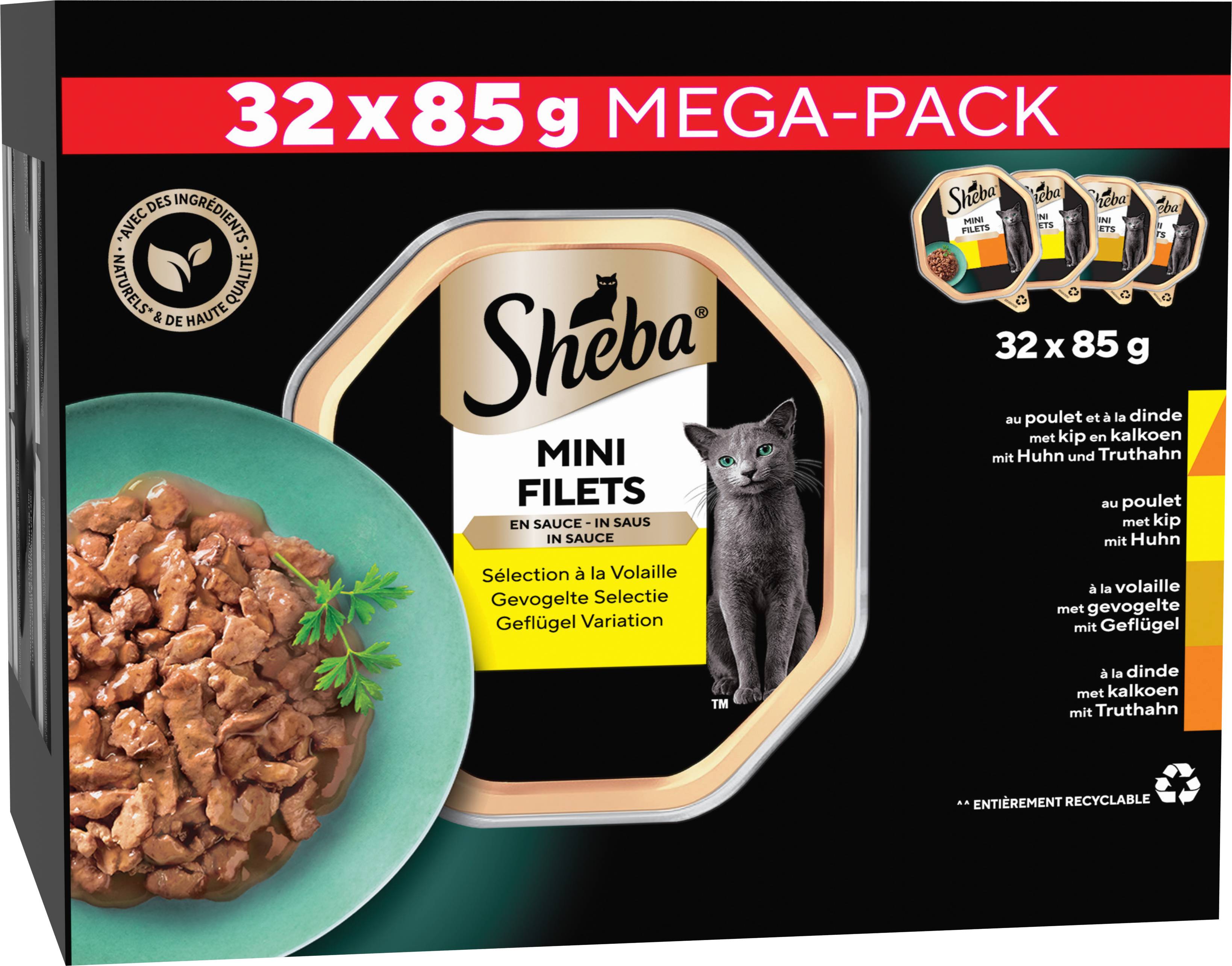 Sheba - SHEBA Mini Filets barquettes Sélection à la Volaille en sauce pour chat adulte 32x85g