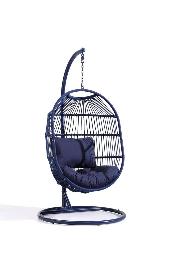 Ecloz - Fauteuil oeuf suspendu de jardin acier cordage bleu Poket ECLOZ - Image 4