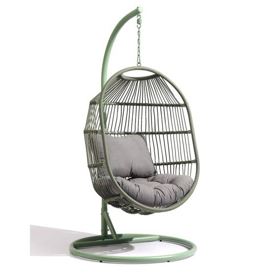 Ecloz - Fauteuil oeuf suspendu de jardin acier cordage kaki Poket ECLOZ - Image 1