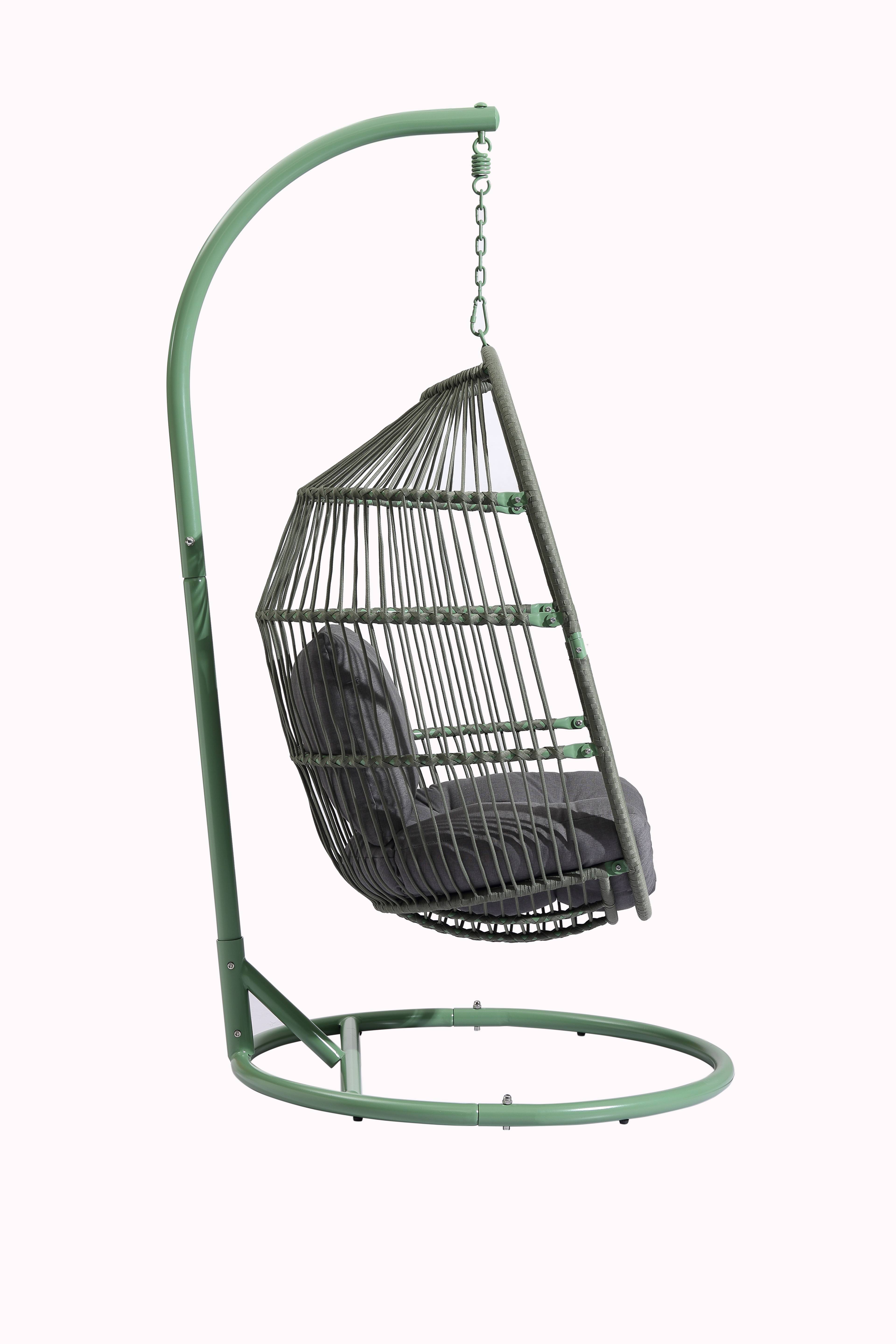 Ecloz - Fauteuil oeuf suspendu de jardin acier cordage kaki Poket ECLOZ - Imagen 3