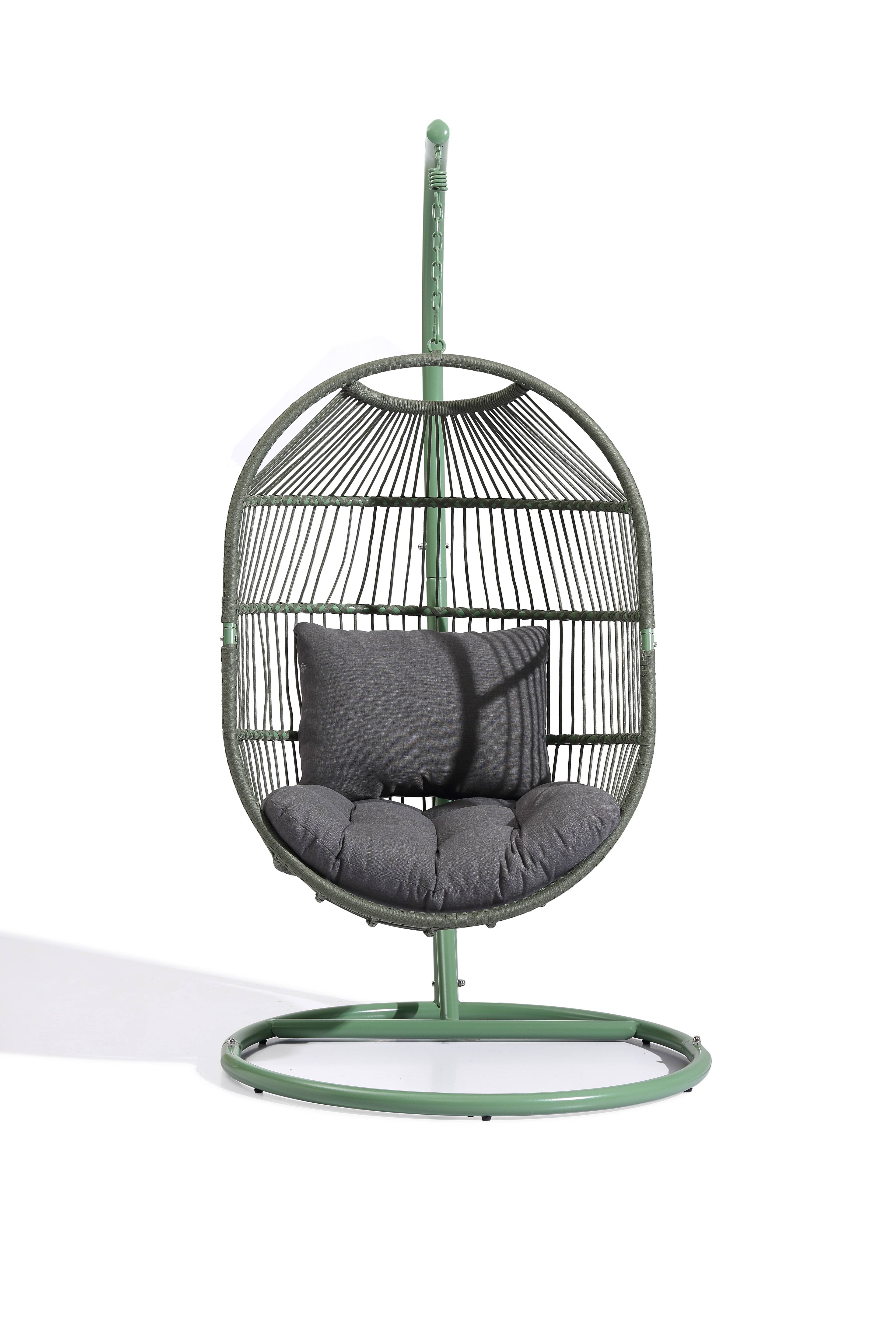 Ecloz - Fauteuil oeuf suspendu de jardin acier cordage kaki Poket ECLOZ - Imagen 2