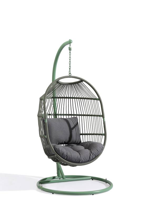 Ecloz - Fauteuil oeuf suspendu de jardin acier cordage kaki Poket ECLOZ - Image 4