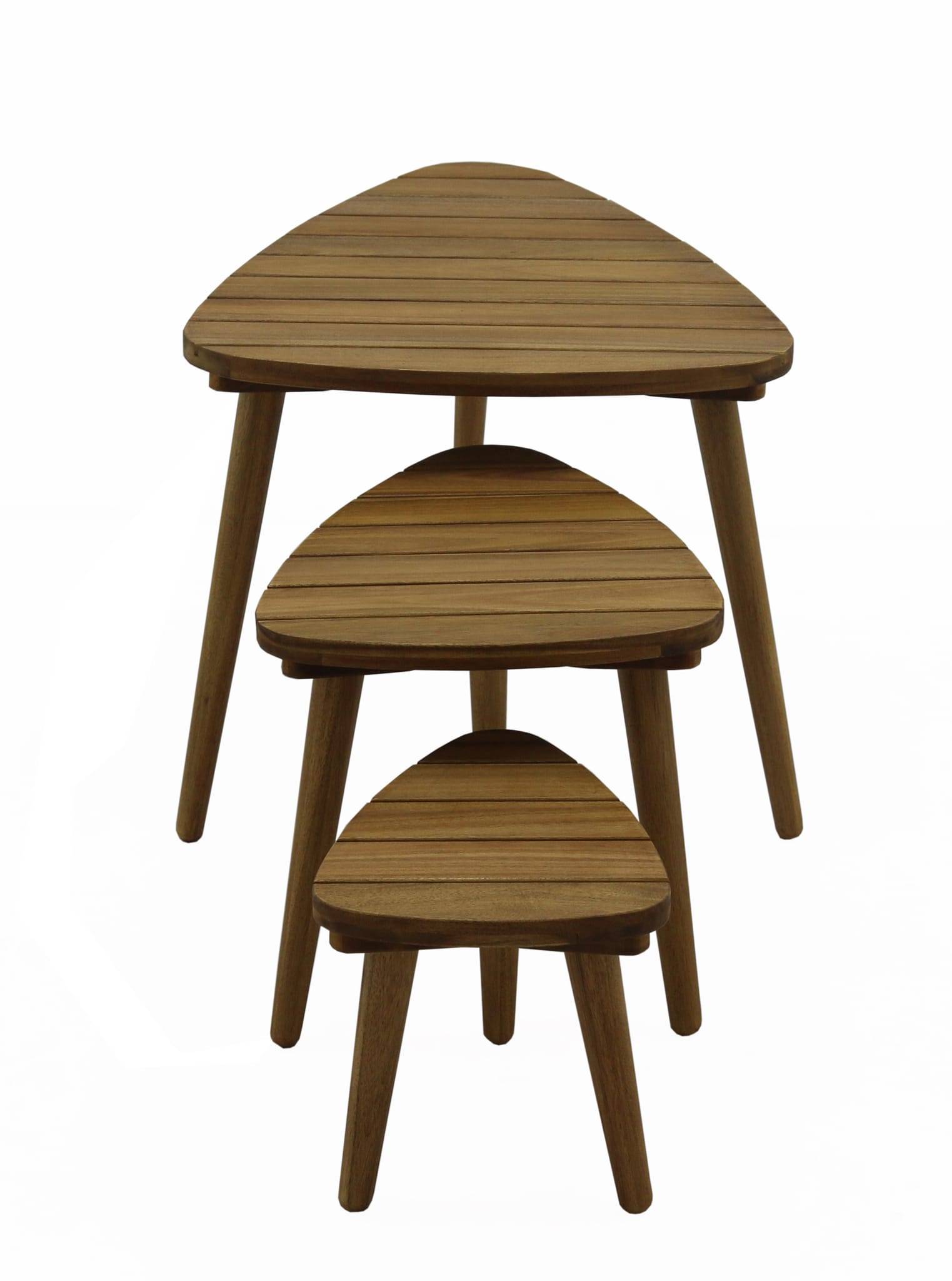 Ecloz - Lot 3 tables basses de jardin gigogne bois Cigogne ECLOZ - Image 2