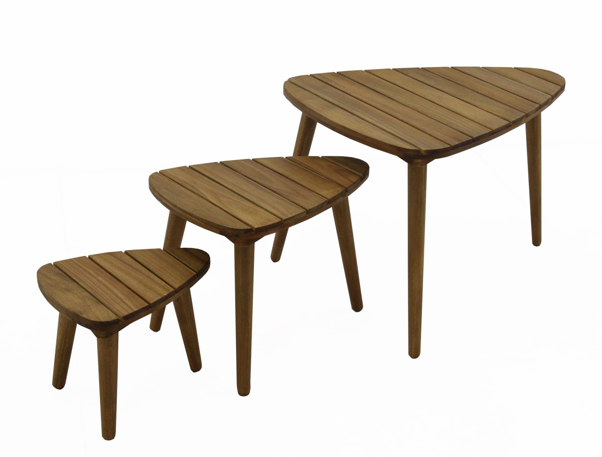 Ecloz - Lot 3 tables basses de jardin gigogne bois Cigogne ECLOZ - Image 1