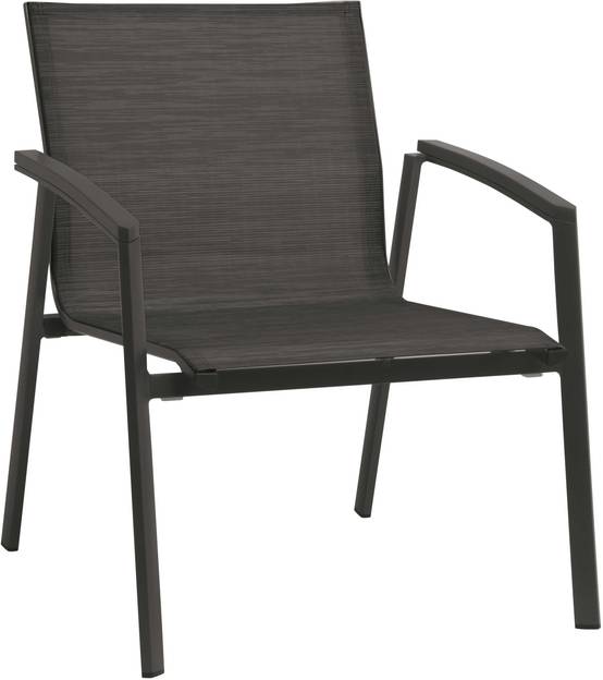 Fauteuil Bas Empilable Top Aluminium Anthracite Textilène Carbone - Image 1