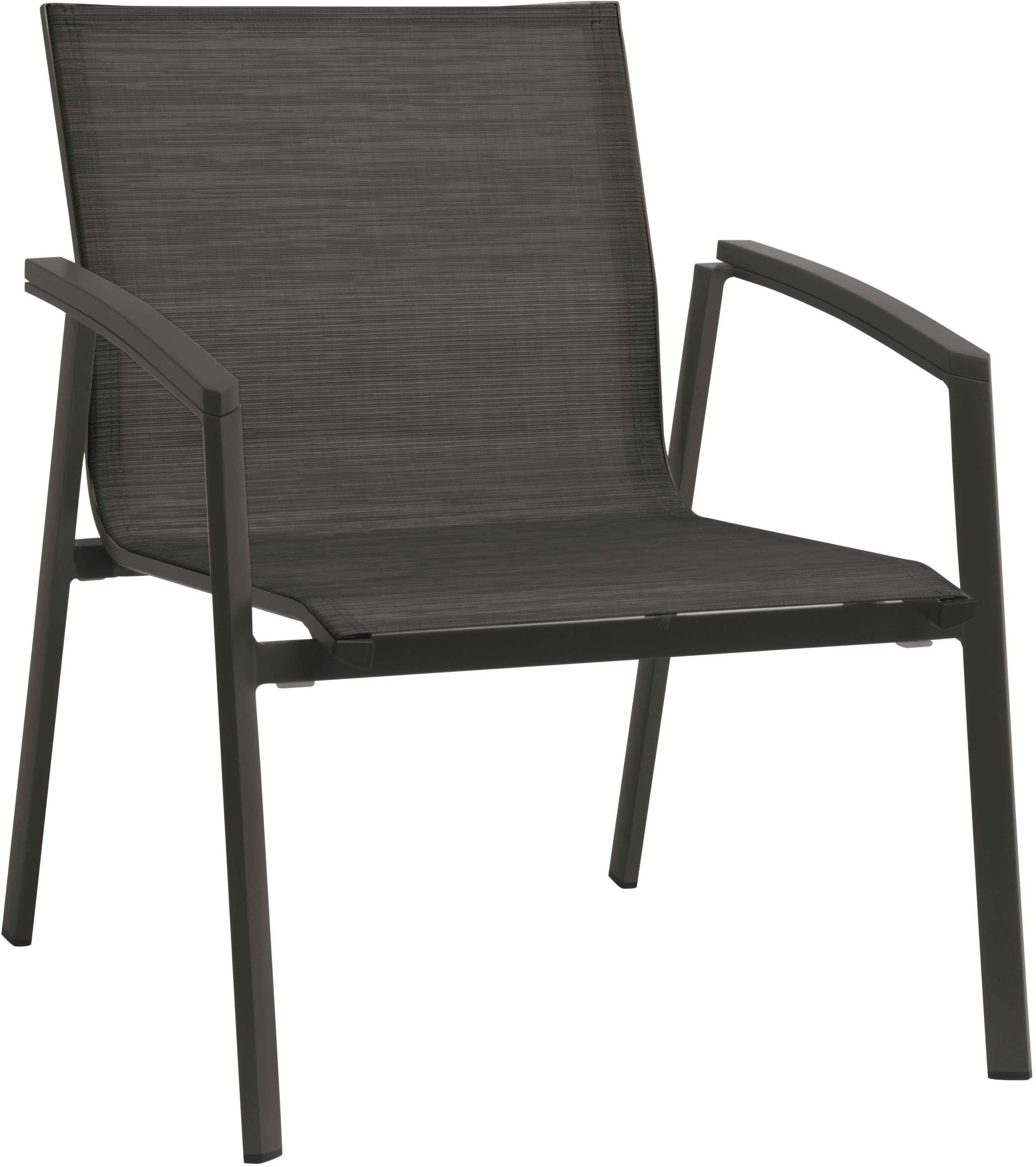 Fauteuil Bas Empilable Top Aluminium Anthracite Textilène Carbone - Imagen 1