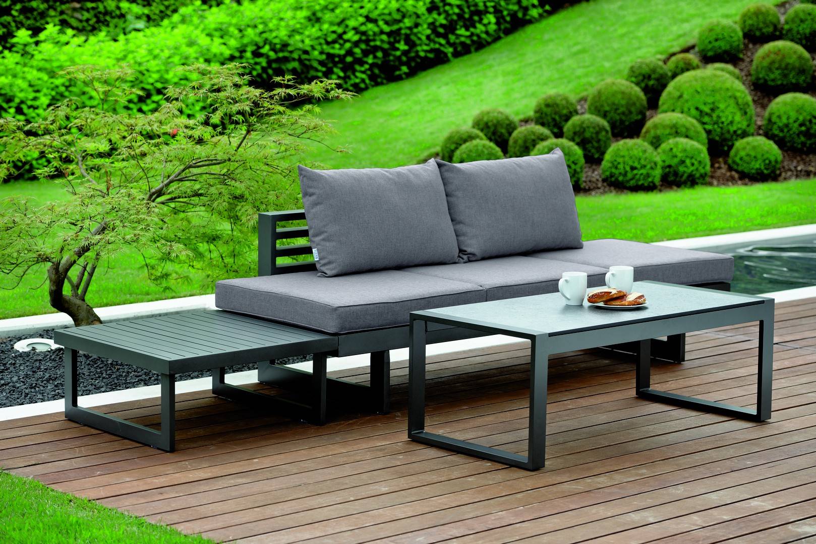 Canapé/Bain de soleil Holly Alu Anthracite Textilène Carbone - Imagen 2
