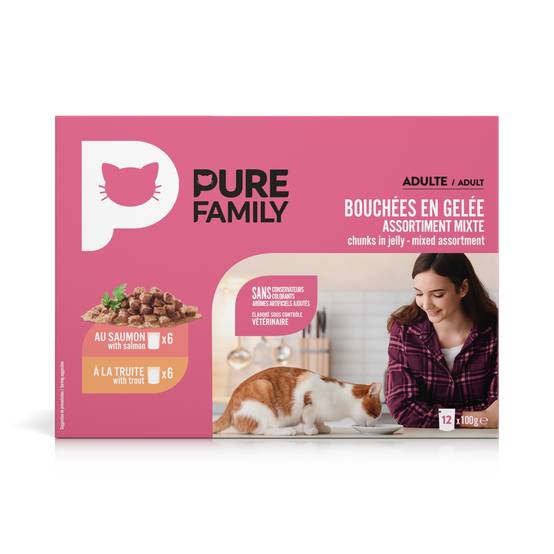 Pure Family - Bouchées en gelée chat mixtes 12 x 100 g - PURE FAMILY - Image 6