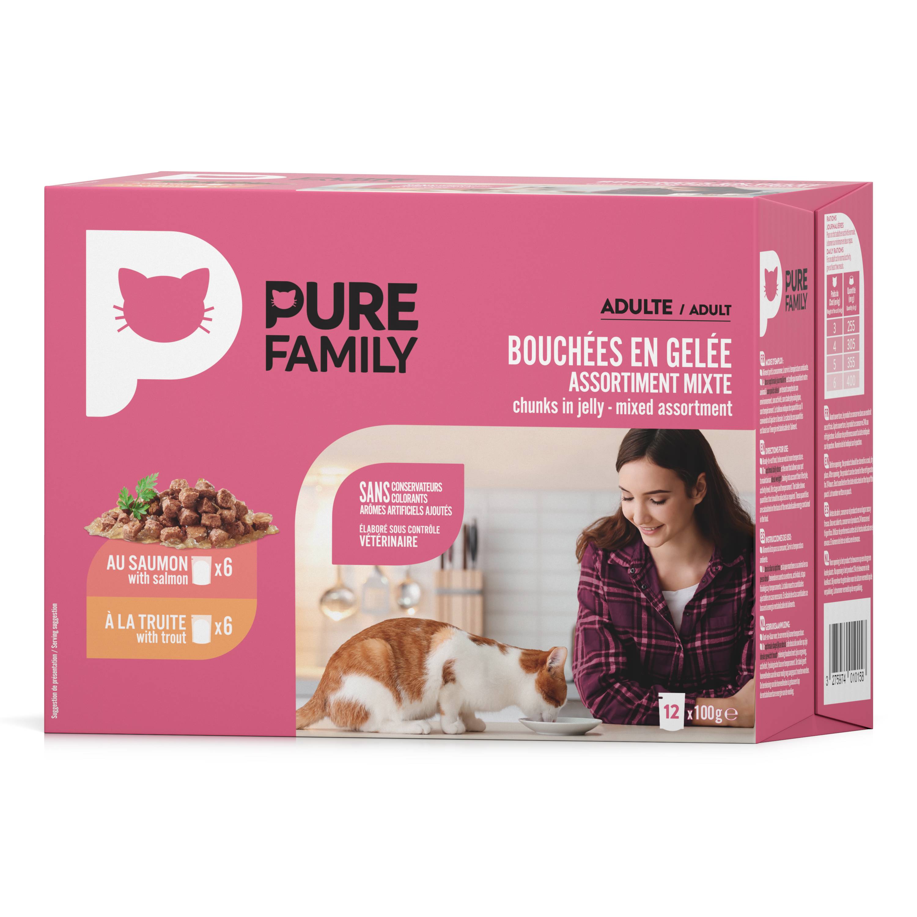 Pure Family - Bouchées en gelée chat mixtes 12x100g - Pure Family - Image 4