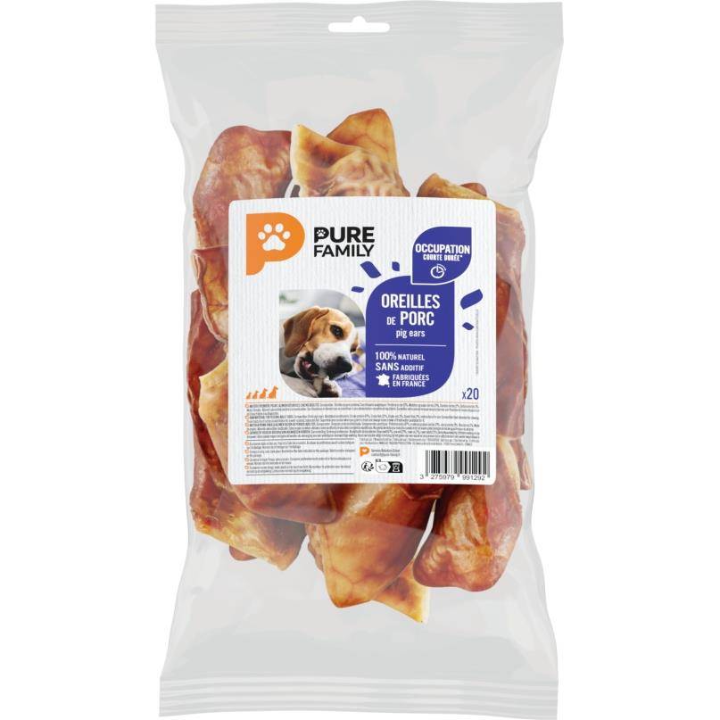 Pure Family - Orejas de cerdo para masticar para perro x20 - Pure Family
