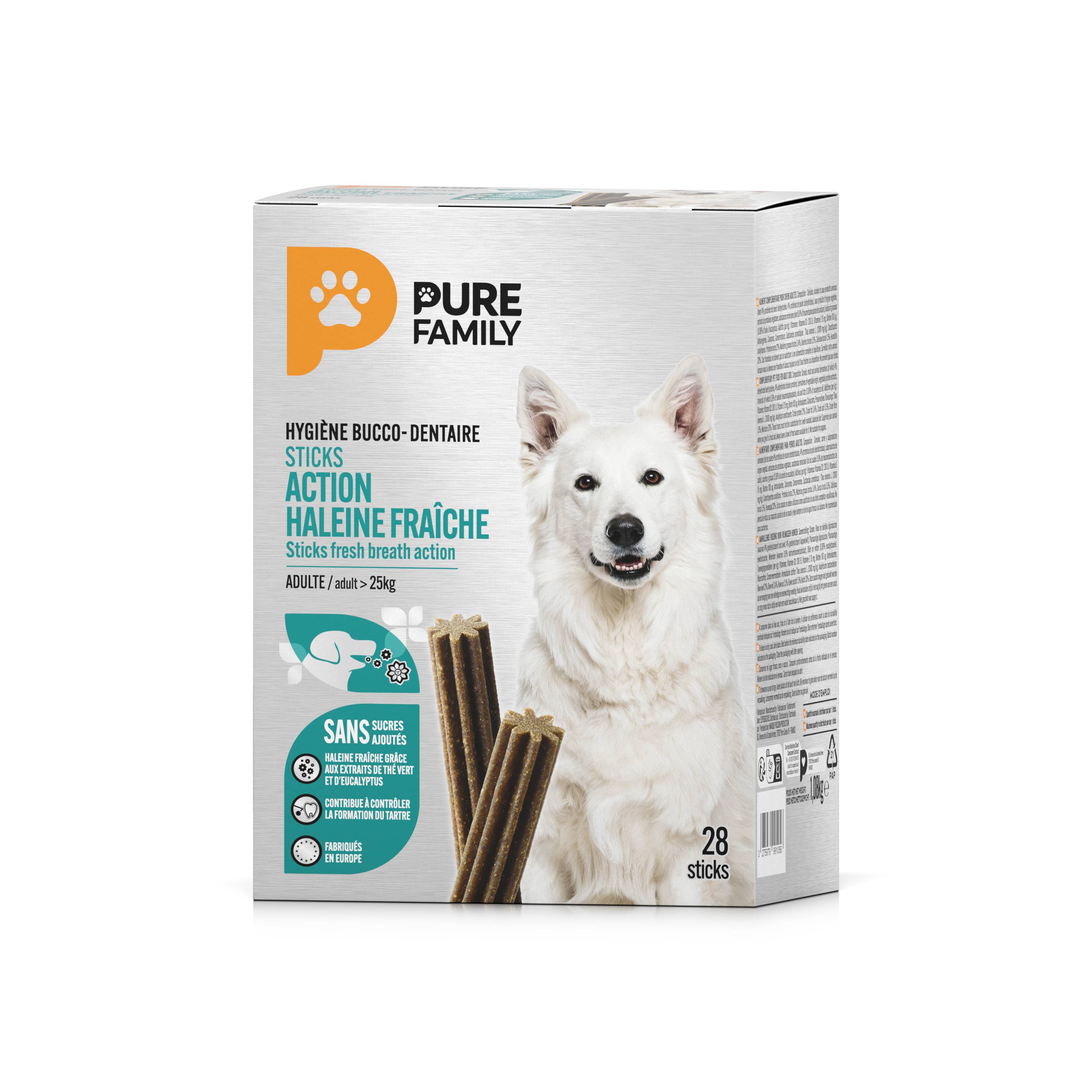 Pure Family - Stick dentaire haleine fraiche pour chien de grande taille x28 - Pure Family - Imagen 4