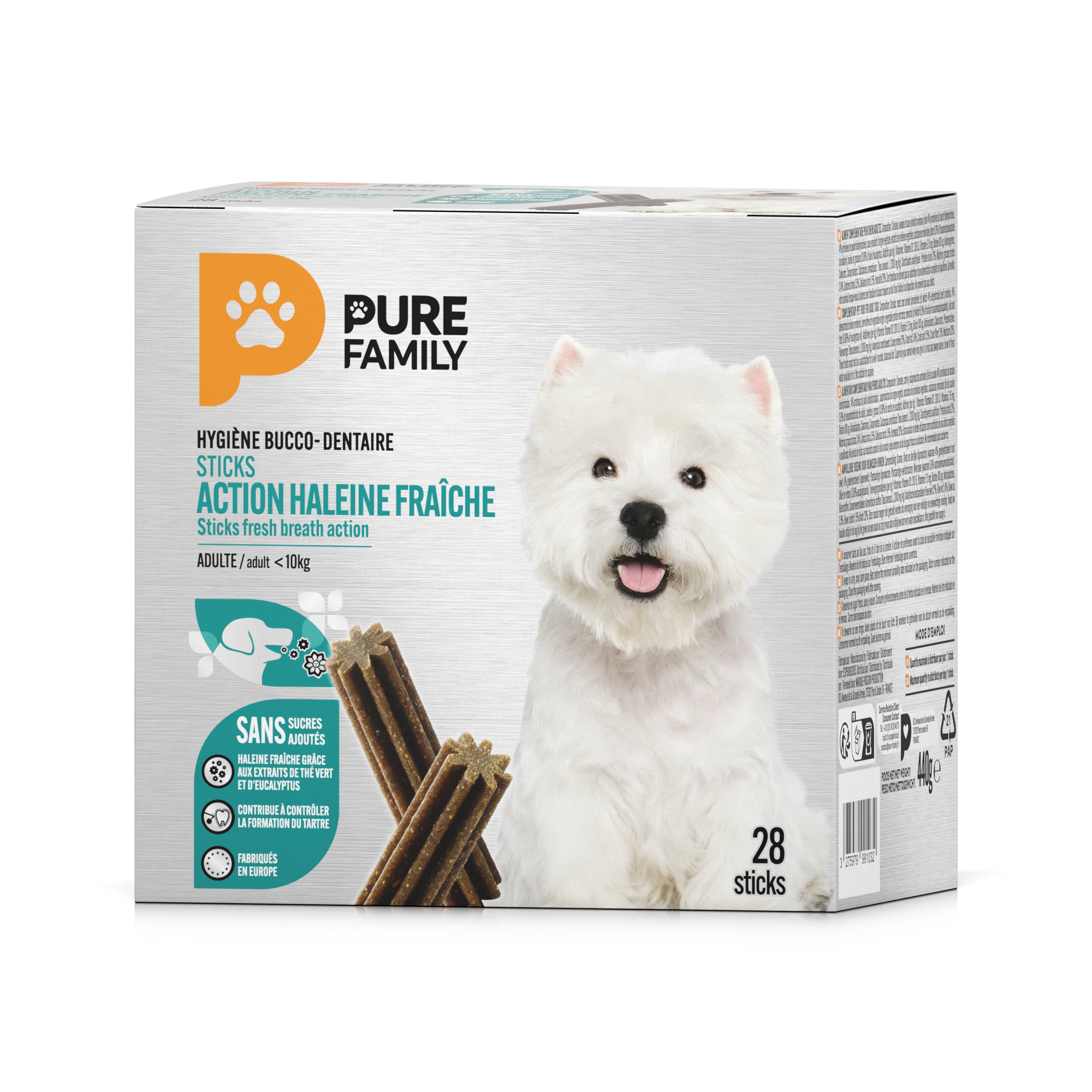 Pure Family - Stick dentaire haleine fraiche pour chien de petite taille x28 - Pure Family - Image 1