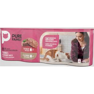 Pure Family - Terrines chat dinde/bœuf 4x400g - Pure Family