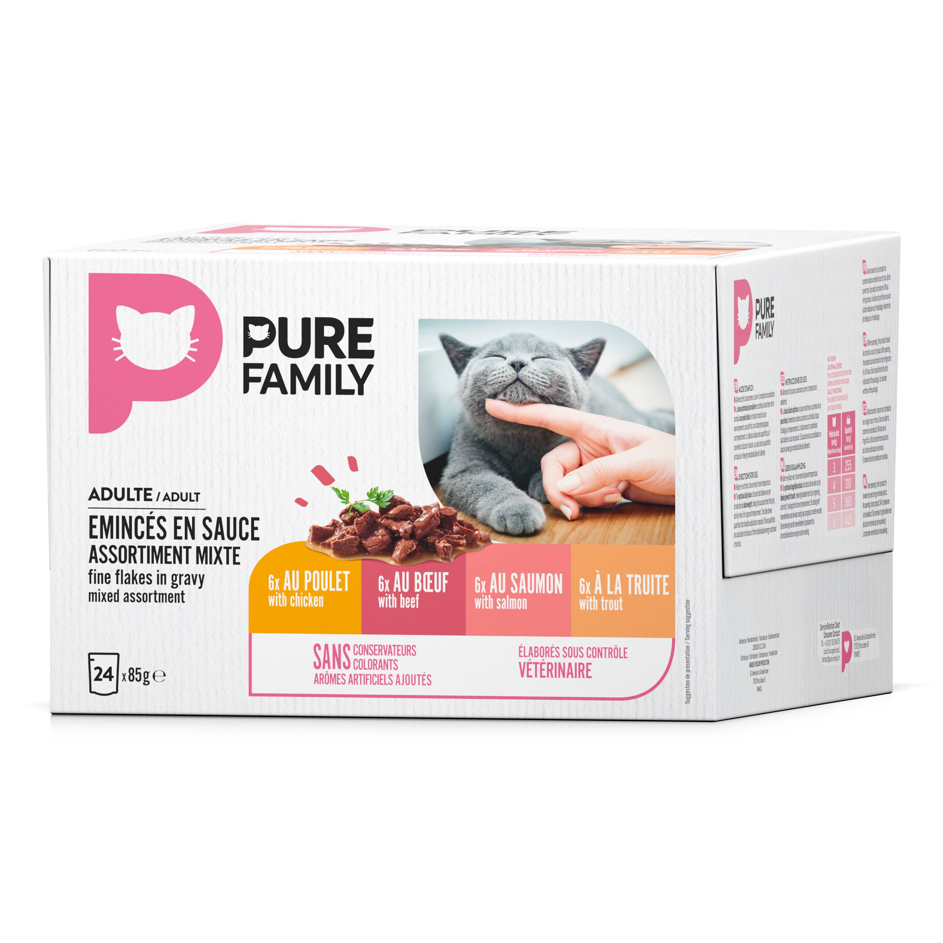 Pure Family - Emincés en sauce chat mixtes 24x85g - PURE FAMILY - Imagen 4