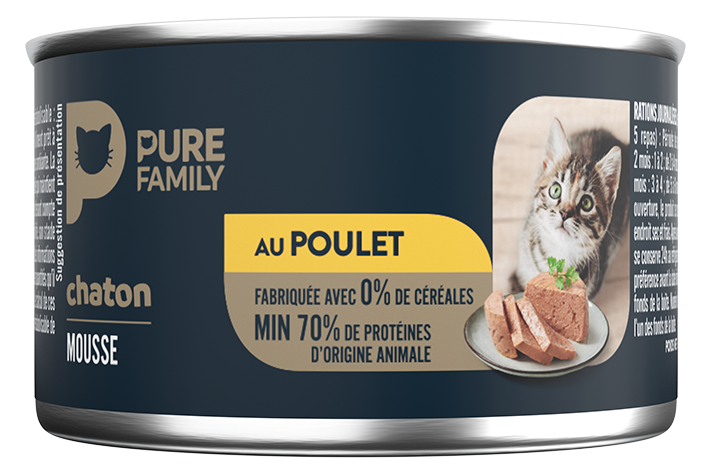 Pure Family - Mousse chaton sans céréales poulet 1x85g - Pure Family - Image 1