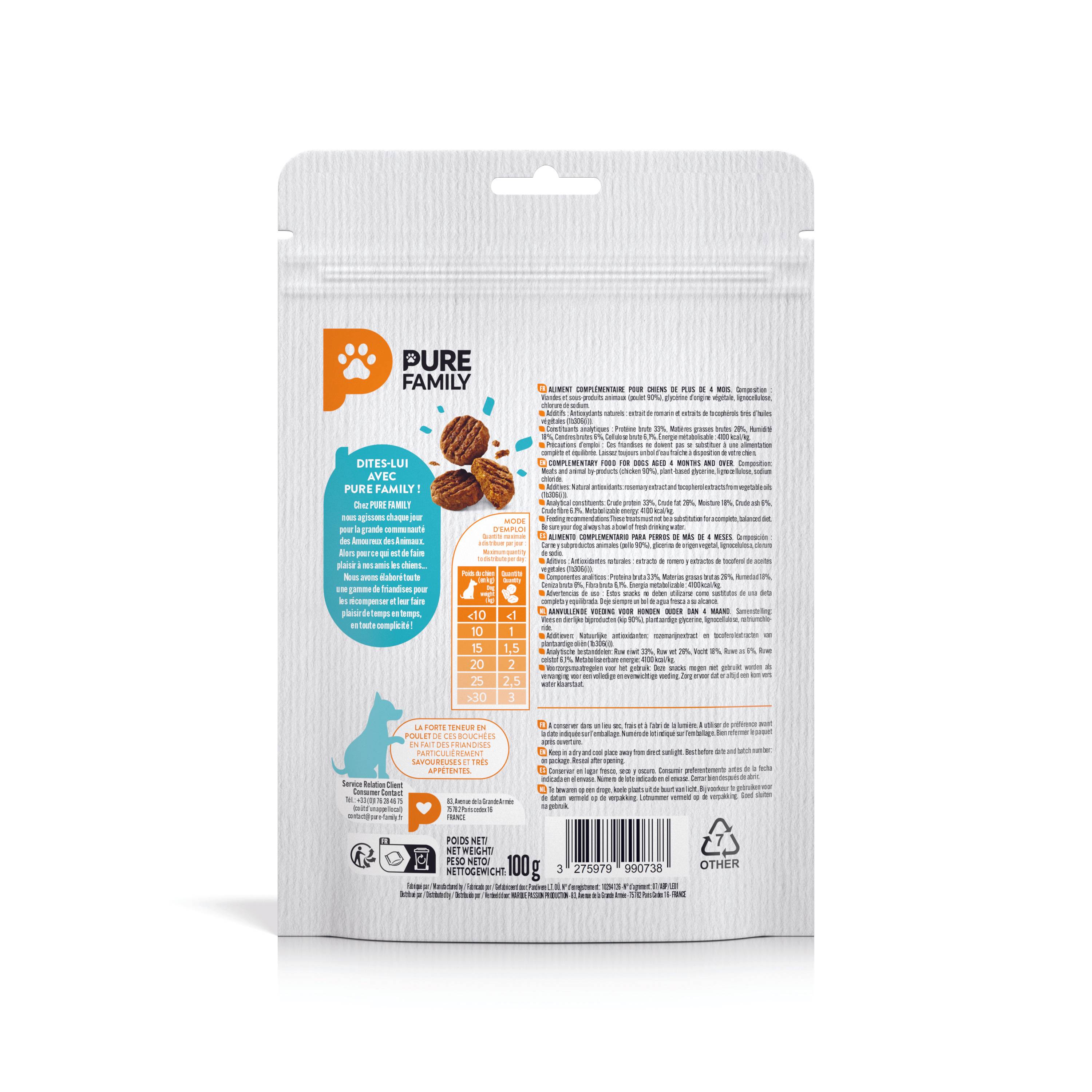 Pure Family - Bouchées poulet pour chien 100g - Pure Family - Image 2