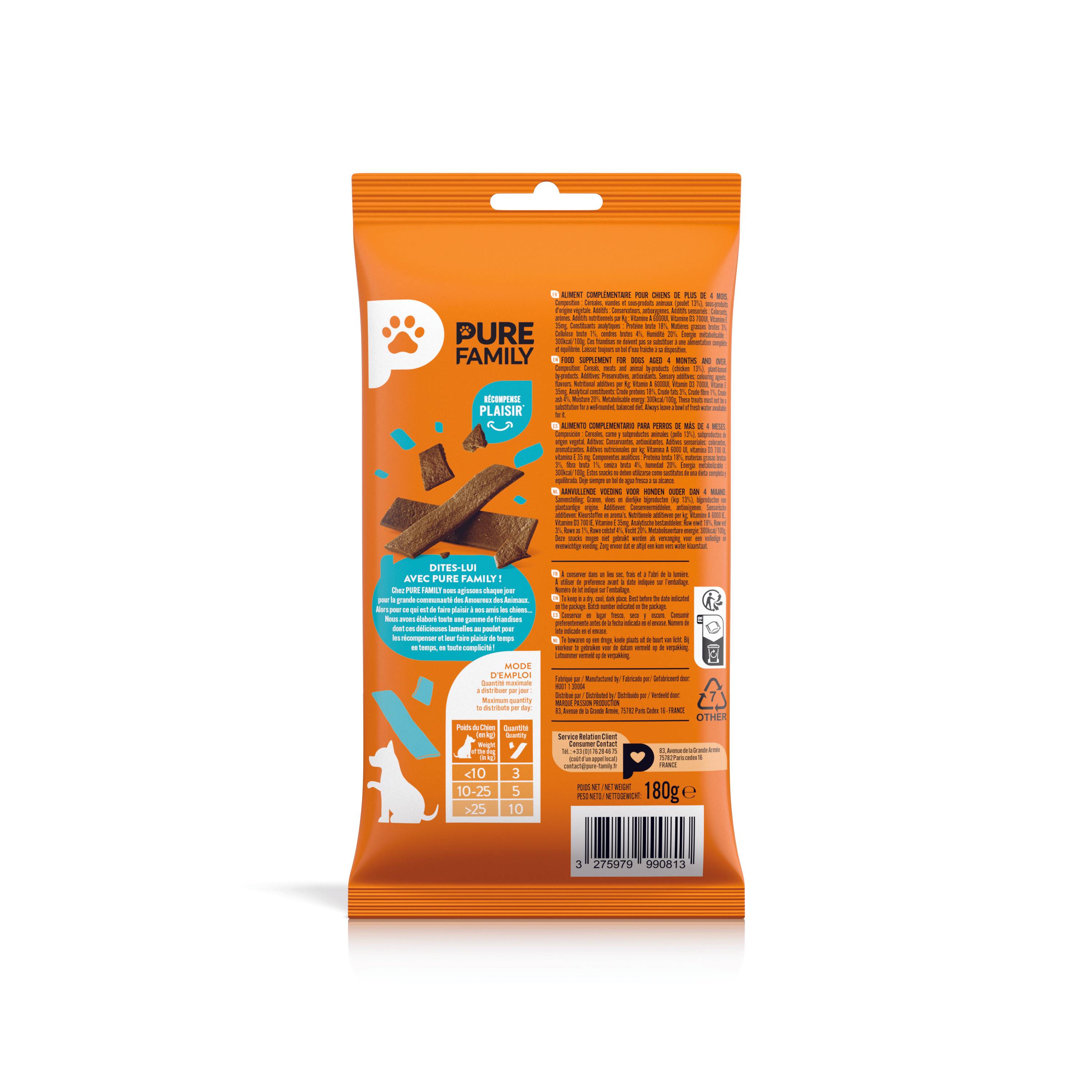 Pure Family - Tiras de pollo para perro 180g - Pure Family - Imagen 3