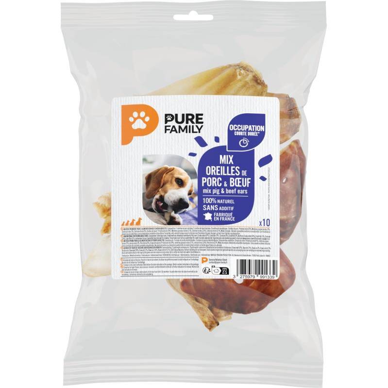 Pure Family - Orejas de res para masticar para perro x10 - Pure Family - Imagen 1