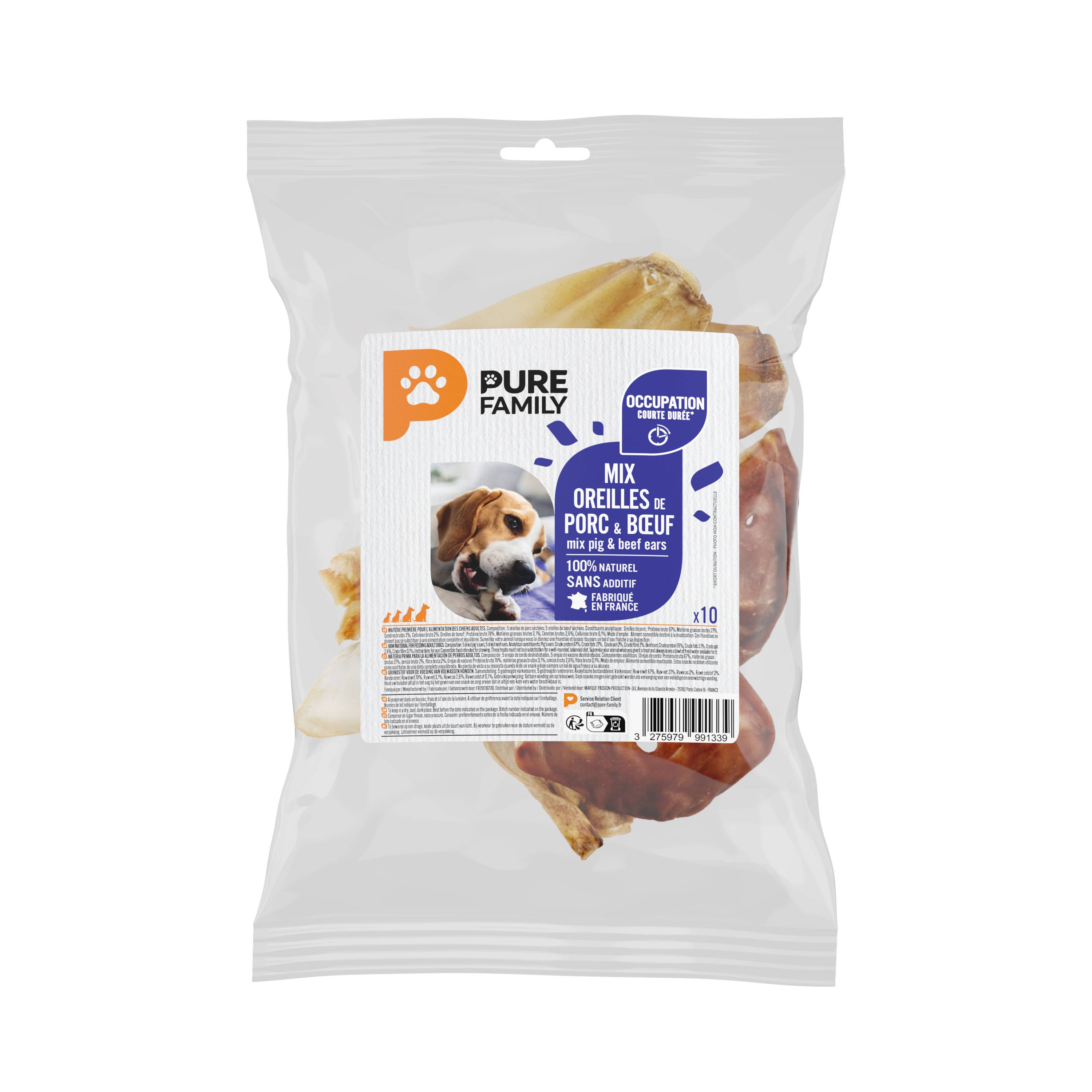 Pure Family - Orejas de res para masticar para perro x10 - Pure Family - Imagen 2